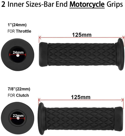 22mm Rubber Handlebar Grips for Motorcycle Bikes
