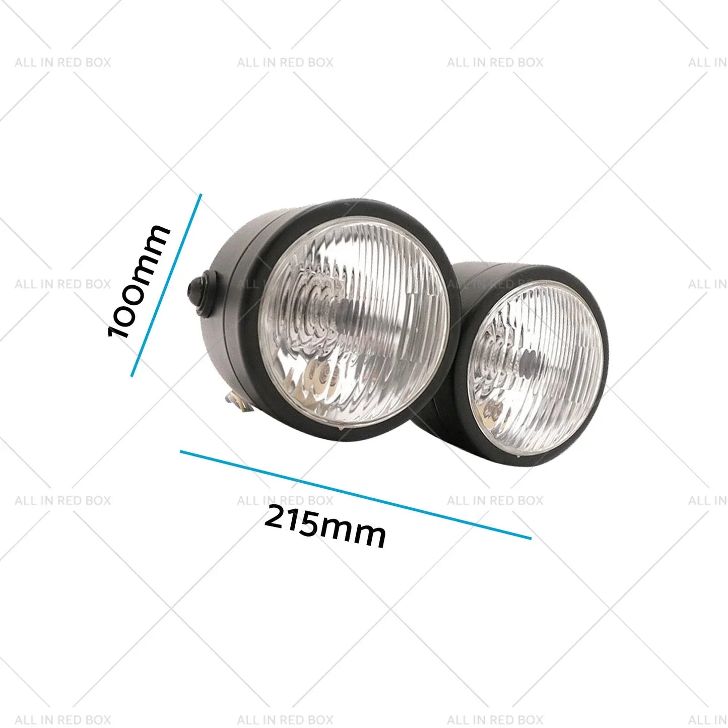Twin Universal Headlight Dual Lamp for Motorcycle Street Fighter Black