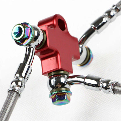 3-Way Tee Connector Adapter for Motorcycle Hydraulic Brake Hose Line - Aluminum Alloy
