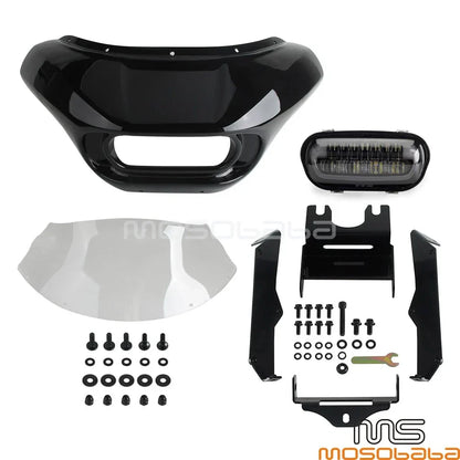 Front Fairing Windshield w/Bracket & LED Headlight for Softail Street Bob (2018-2023)