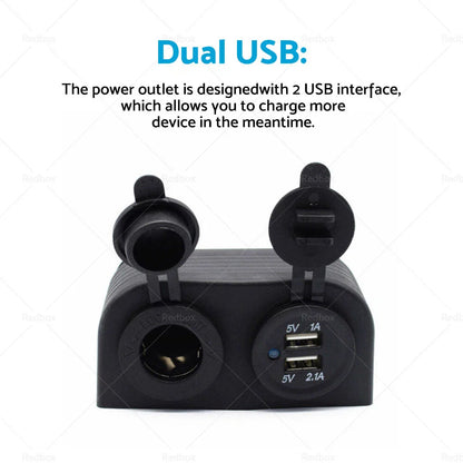 12V Dual USB Port Charger Socket Mount Panel Adapter for Car Boat Caravan