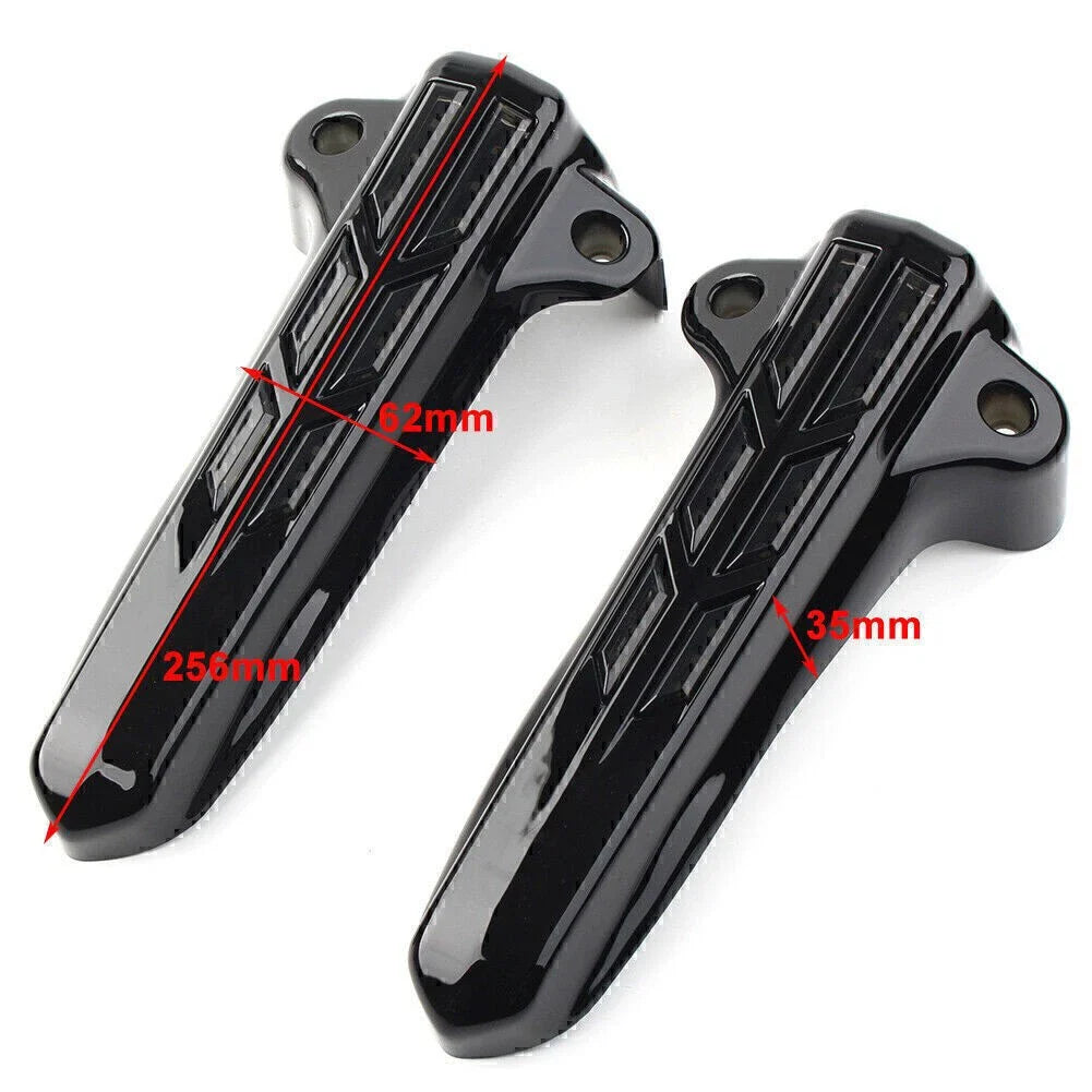 Front Lower Fork Leg Covers LED Amber Lights for Harley FLHR FLHTK FLHX (14-20)