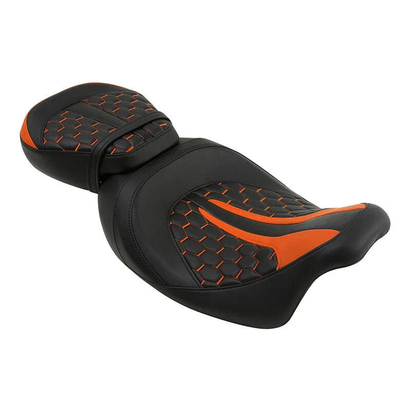 Seat Black/Orange Driver Passenger for Harley Touring Electra Glide (2009-2023)
