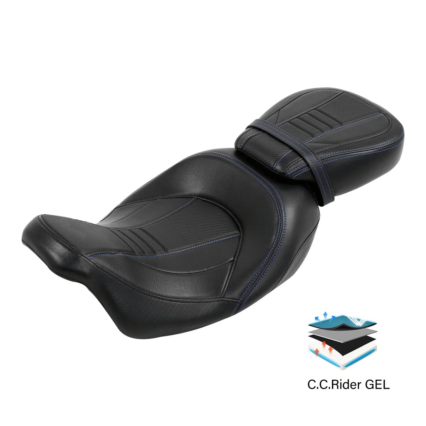 Gel Driver Passenger Seat for Harley Road King Touring Street Glide (2009-2023)