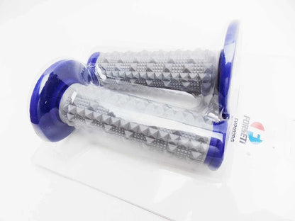 Blue Grey Diamond Handlebar Grip Set for Honda MX Enduro Trail