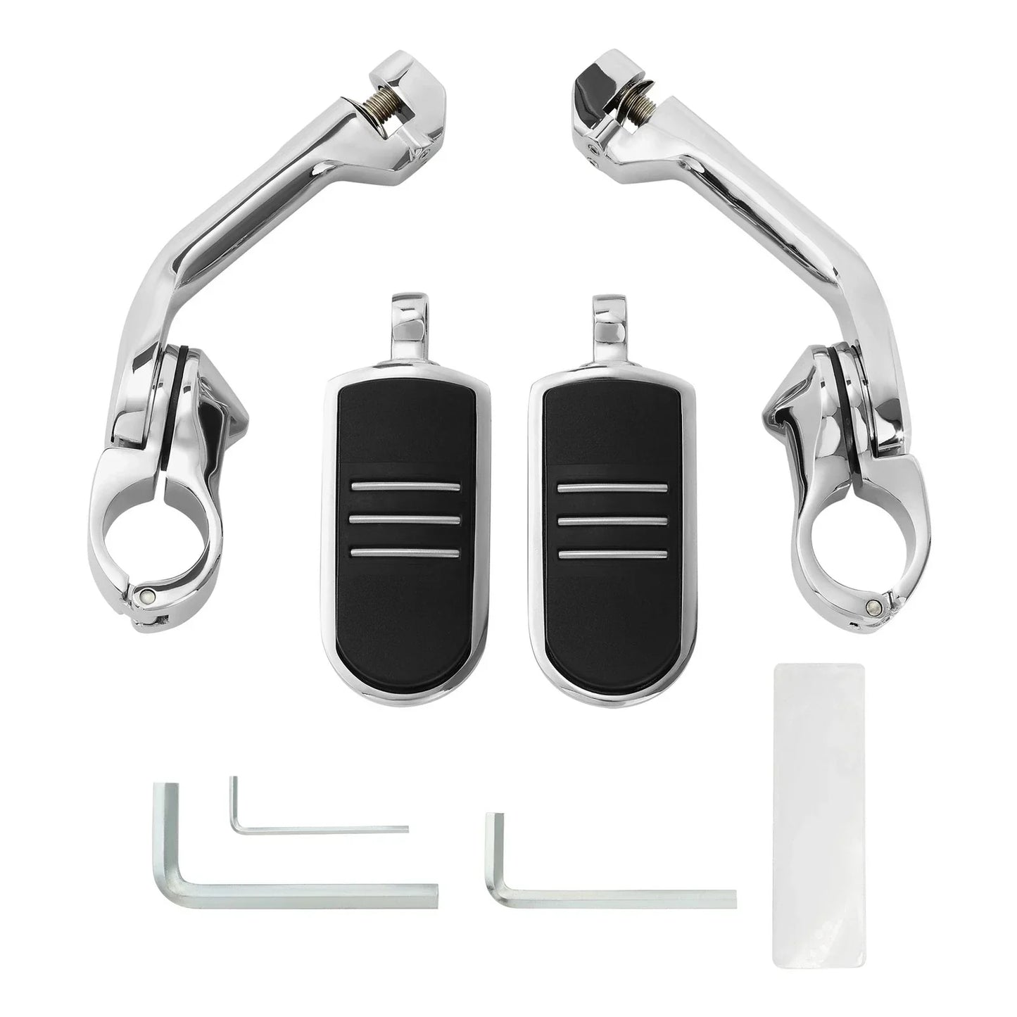 Chrome 1-1/4" Pegstreamliner Long Angled Highway Guard Foot Pegs for Harley