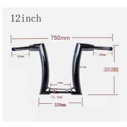 12" Rise 2" Ape Hanger Handlebar for Harley Sportster, Yamaha Vstar