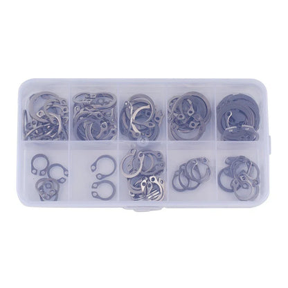100pcs 304 SS External Circlip Ring Assortment 8-18mm for Universal
