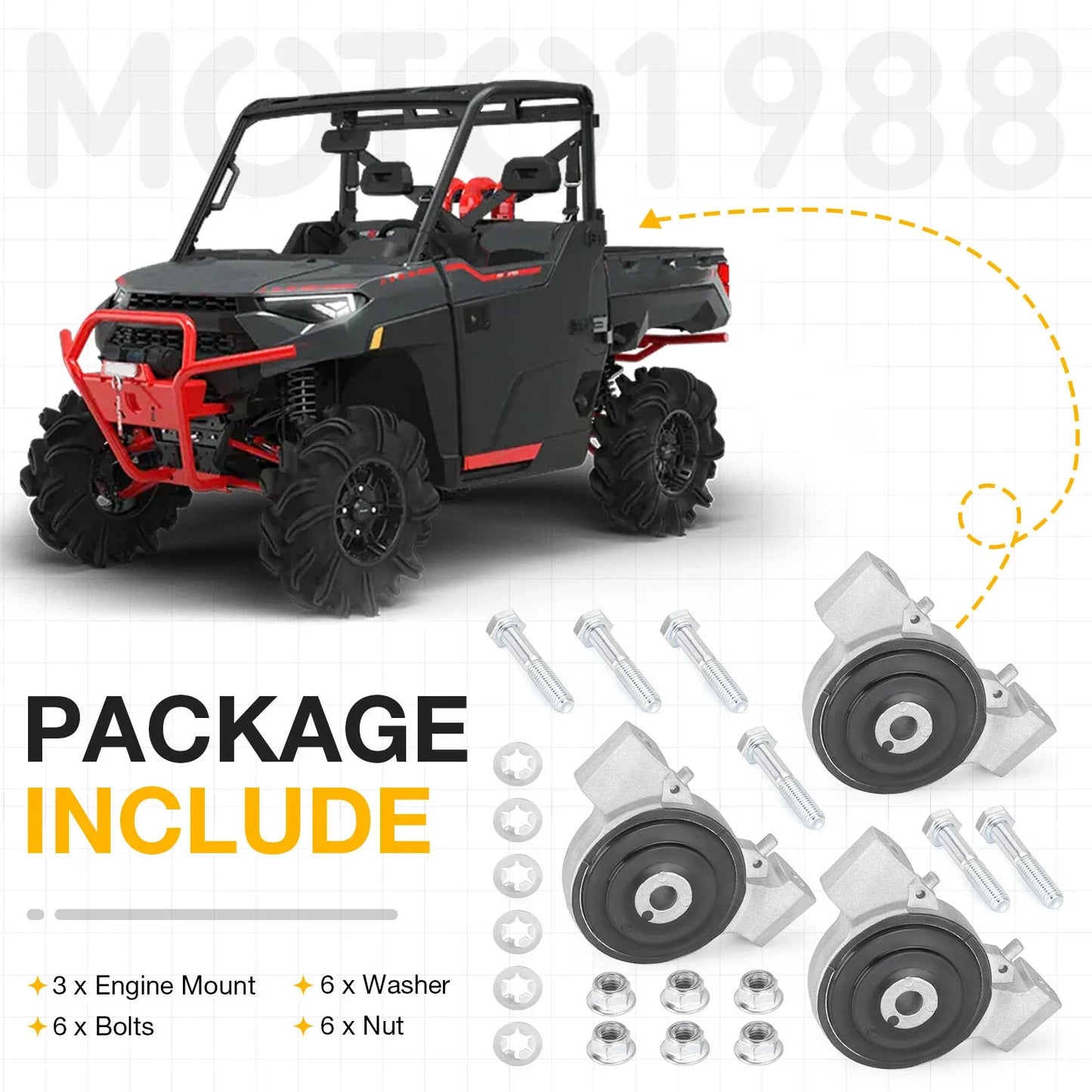 3 x Engine Mount Isolator Polaris RZR Ranger XP 1000