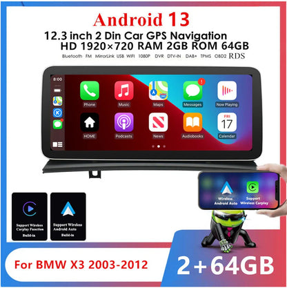 12.3" Android 13 Stereo Radio GPS Navigation for 2003-2012 BMW X3 E83