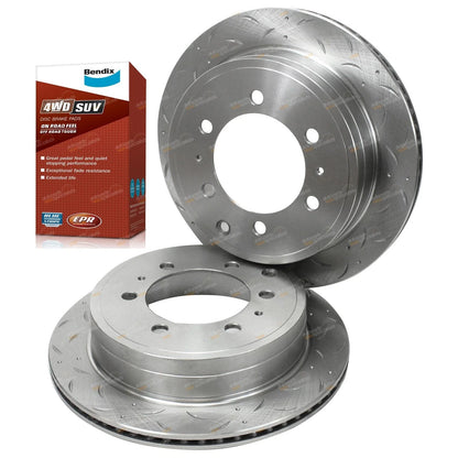 2 x Rear Disc Rotors + Brake Pad Set for Toyota Prado (1996–2009)