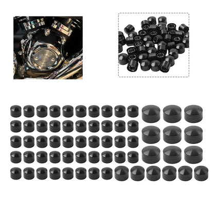 63X Black Engine Topper Bolt Caps for Harley Softail Standard FXST (2000-2006)