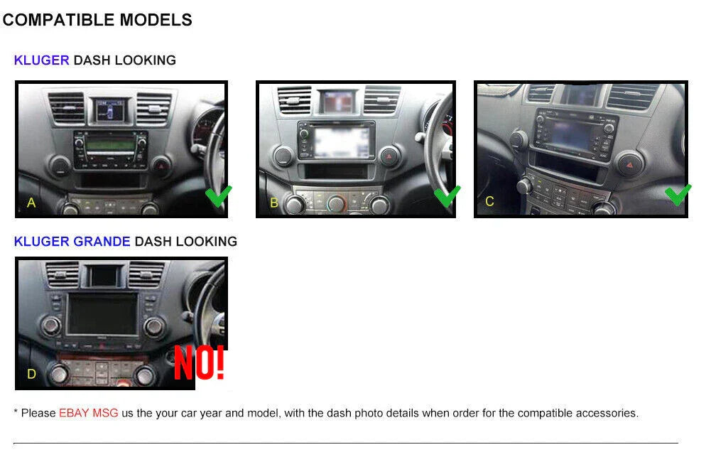 7" Wireless CarPlay Android Auto Head Unit for Toyota Kluger (2007-2013)