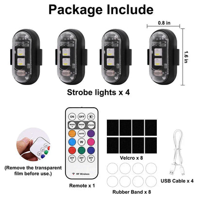 4 x Wireless LED Strobe Lights with Remote for Motorcycle Drone