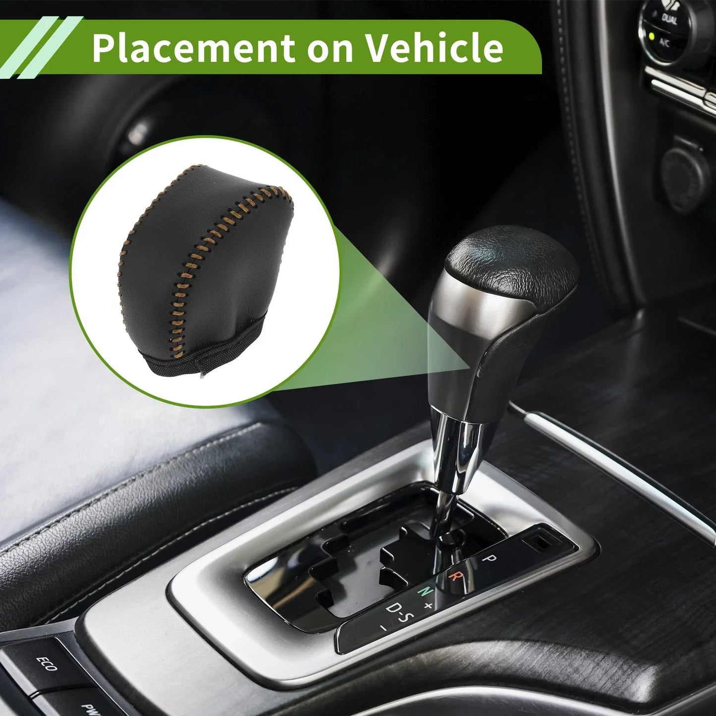 Gear Shift Knob Cover for Lexus NX250 2022-2023 Black Brown Faux Leather