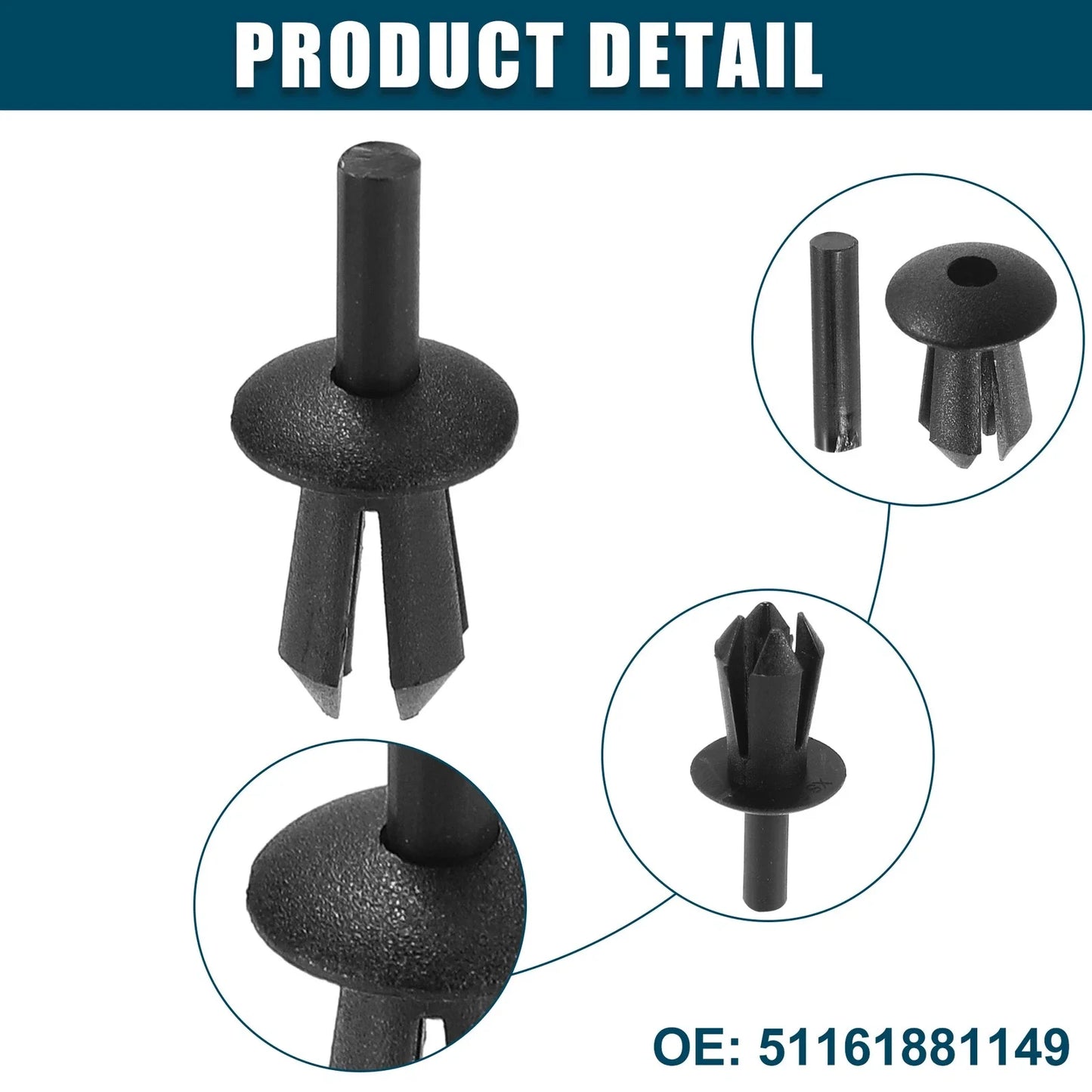 Fender Liner Clips Replacement 20 Pcs for BMW 128i Black