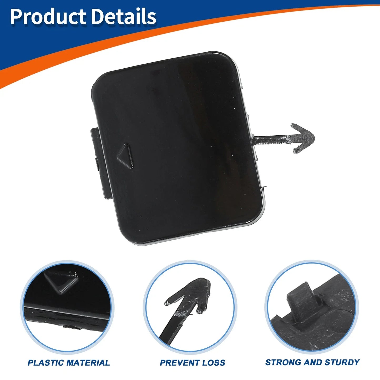 Front Bumper Tow Hook Cover for BMW 525i 528i 530i Black