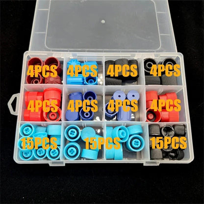 77PCS A/C Valve Core Dust Caps for Universal Car Auto R134a R12