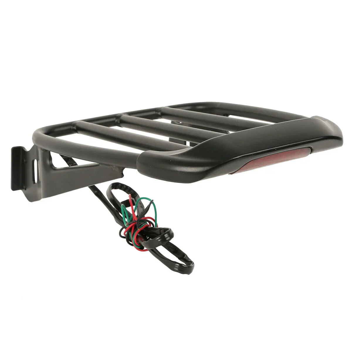 Black Two-Up Detachable Luggage Rack with LED Light for Harley Softail (1984-2005)