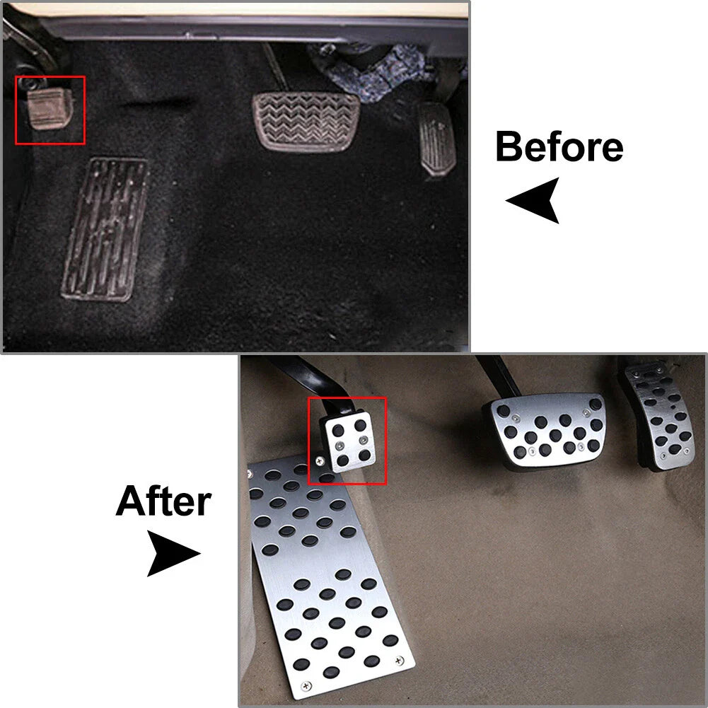 Non-Drilling Parking Brake Pedal Pad Cover Silver/Black for Toyota Lexus