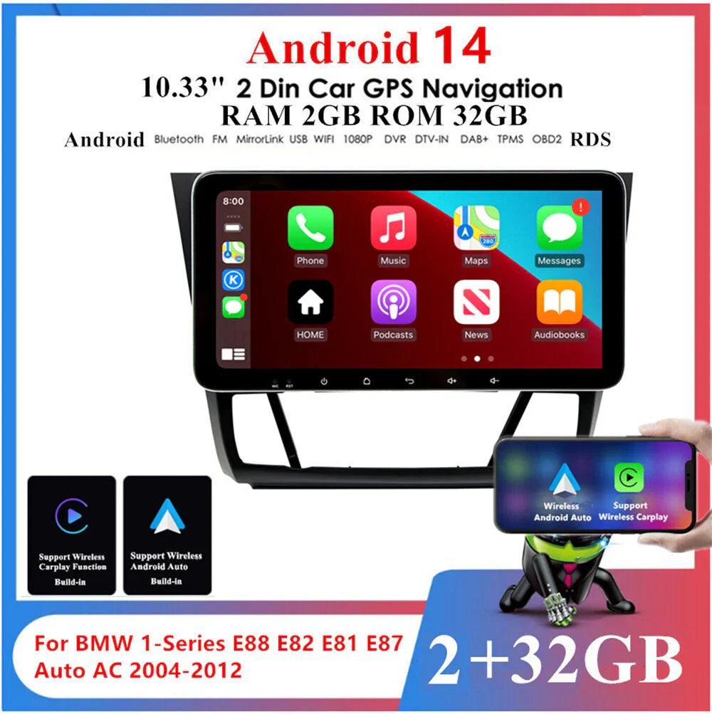 10.33'' Car Stereo Radio Head Unit for BMW 1-Series (2004-2012)