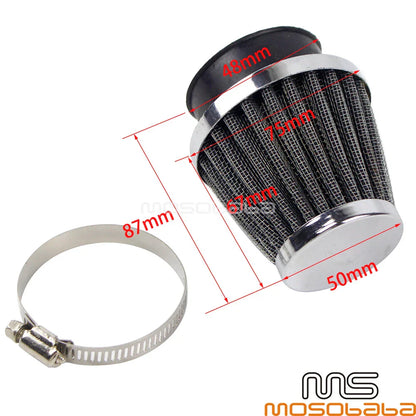 48MM Air Filter for Honda CB, Yamaha, Suzuki Motorcycle, ATV, Scooter