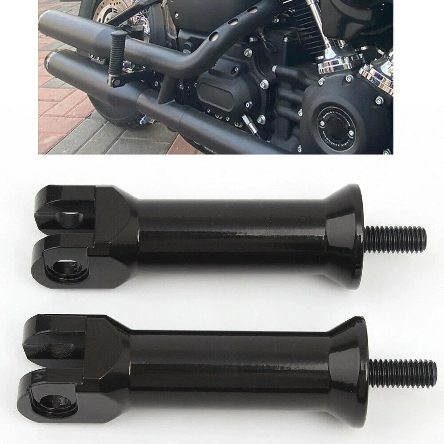 Black Passenger Foot Peg Support Mount for Harley Fatboy Softail