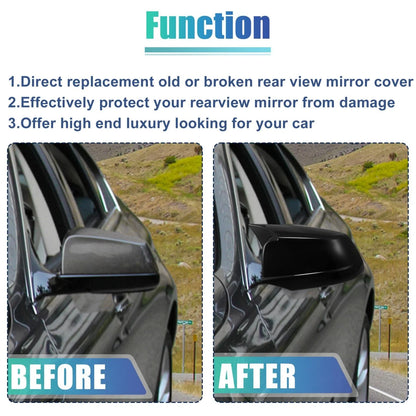 Door Wing Rearview Side Mirror Cover Cap Black for BMW 535i GT (2011-2013)