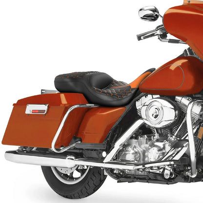 Driver Passenger Seat for Harley Electra Road Glide (1997-2007) Black Orange