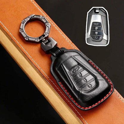 Key Fob Holder / Full Coverage Black Leather for ISUZU D MAX MU-X