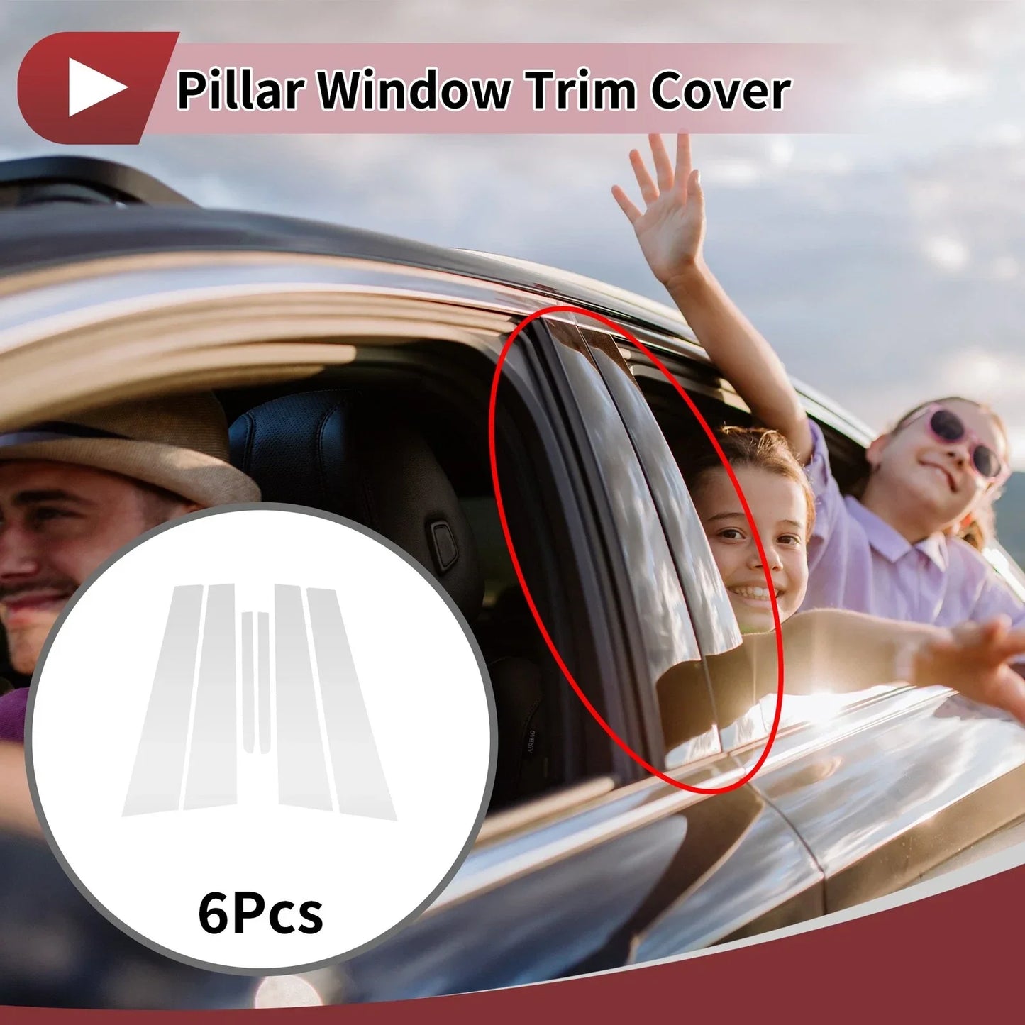 Door Pillar Window Trim for Hyundai Accent (2006-2010) Silver Tone