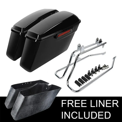 Saddlebags Black Latch Chrome Bracket for Harley Softail (1984 - 2017)