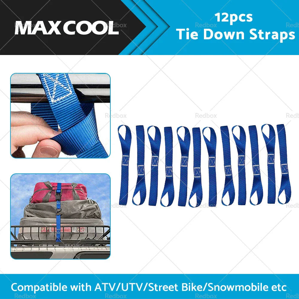 12PCS Heavy Duty Soft Loop Tie Down Straps for Motorcycle Dirt Bike