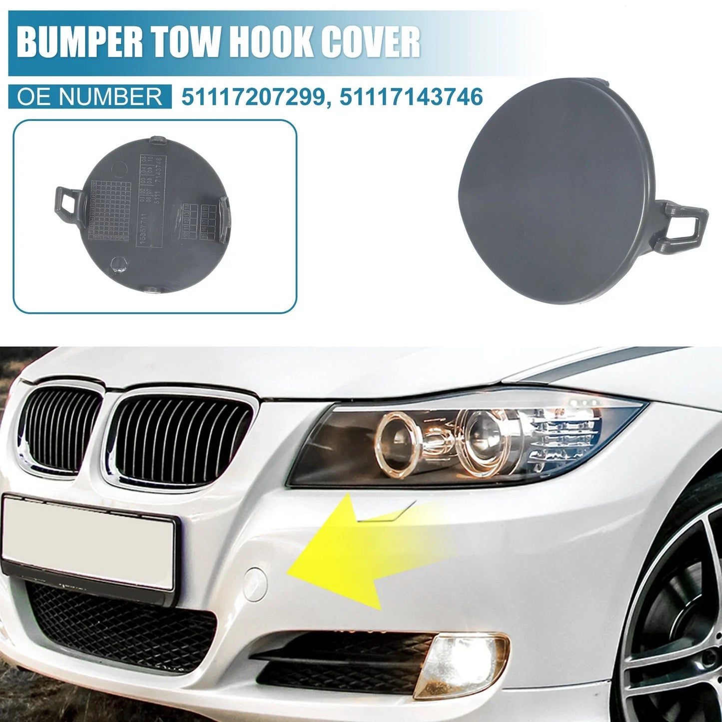Car Front Bumper Tow Hook Cover for BMW Eye Lid Cap Gray
