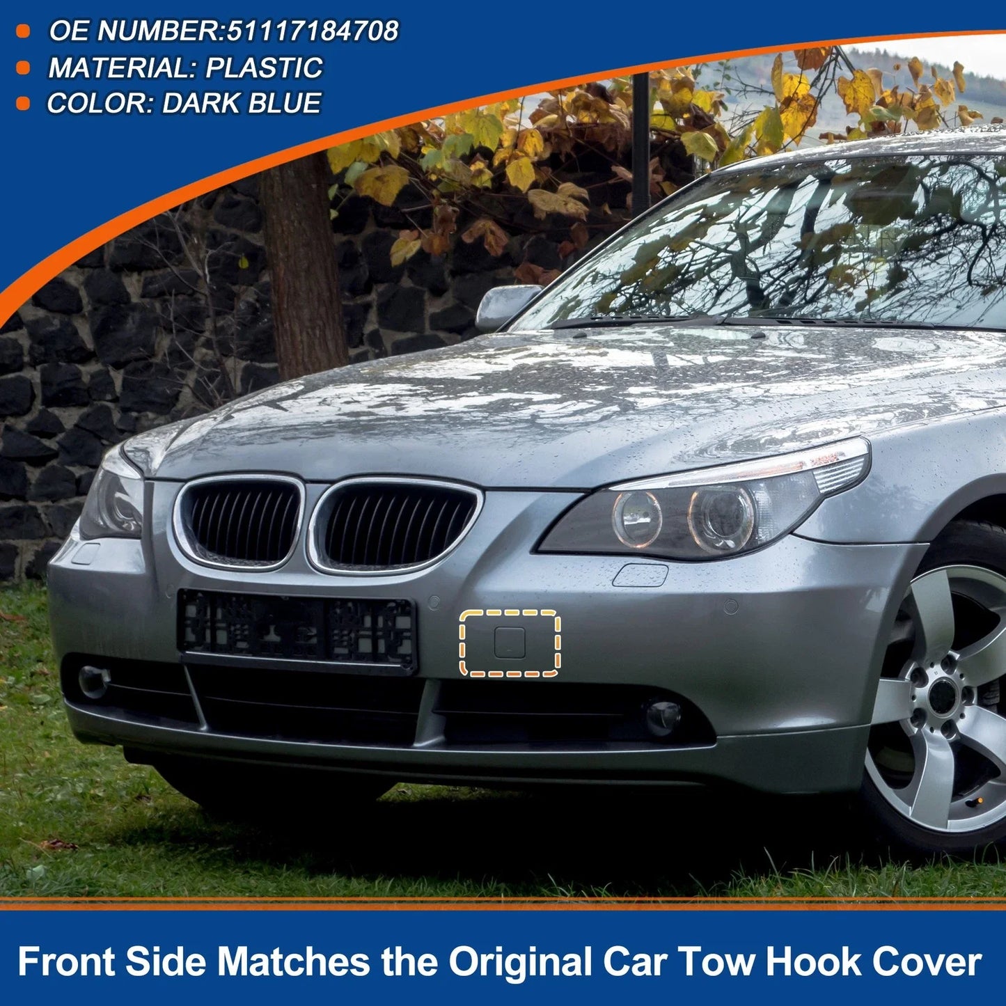 Front Car Bumper Tow Hook Cover for BMW 528i 535i 550i Dark Blue