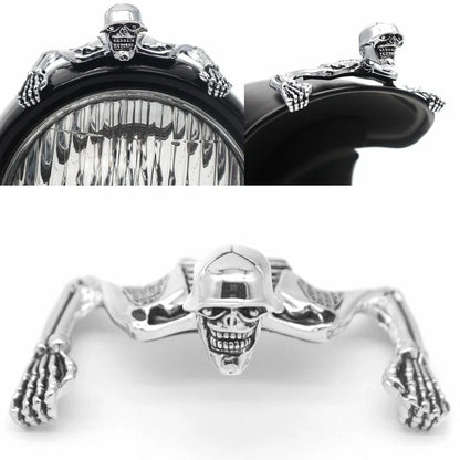 Chrome Skull Headlight Visor for Harley Dyna Bobber