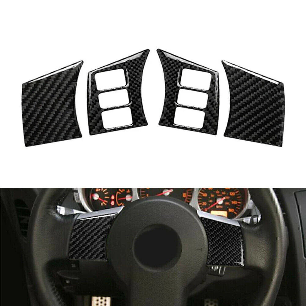 4Pcs Carbon Fiber Steering Wheel Panel Covers for Nissan 350Z (2006-2009)