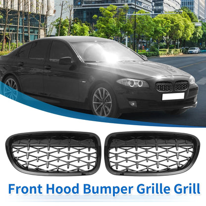 Front Hood Bumper Grille for BMW 528i 535i 550i xDrive Black 1 Pair