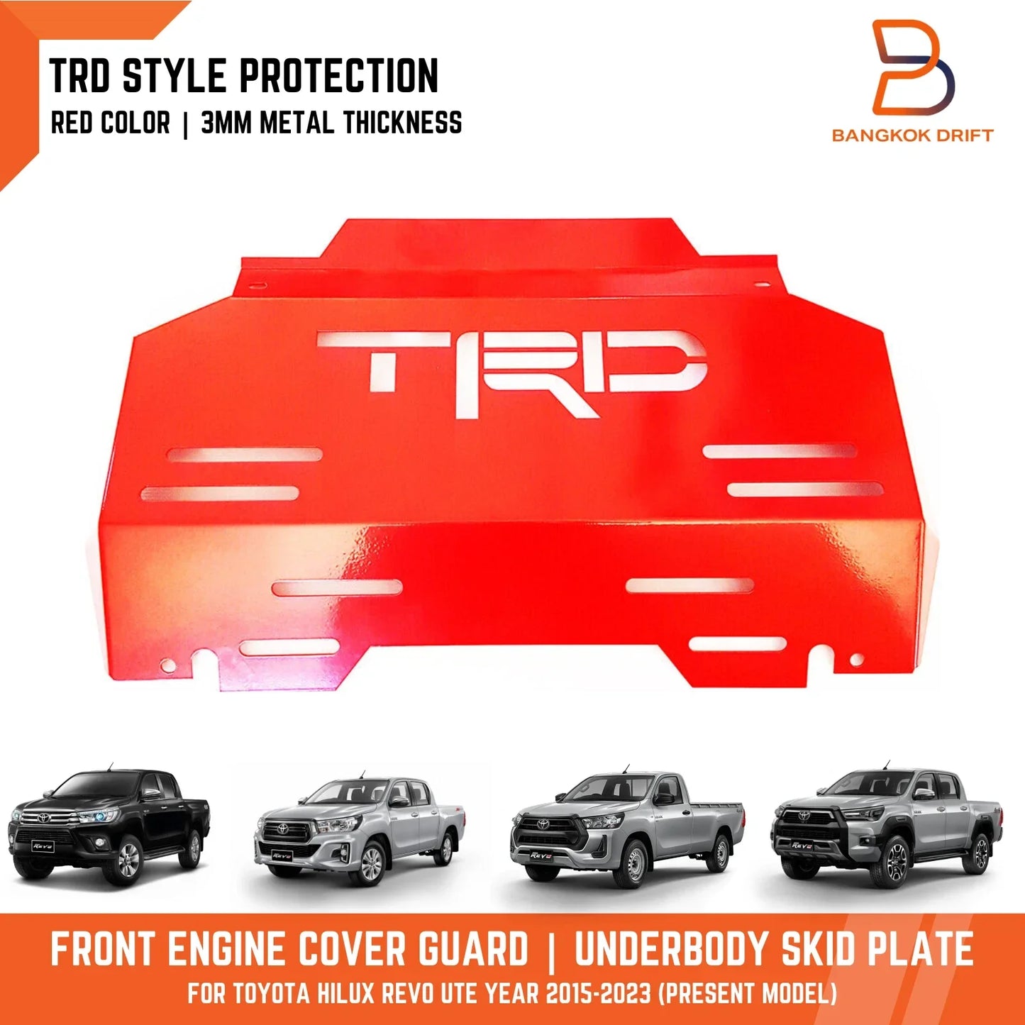Steel Front Engine Cover Skid Plate for Toyota Hilux Fortuner 15-23