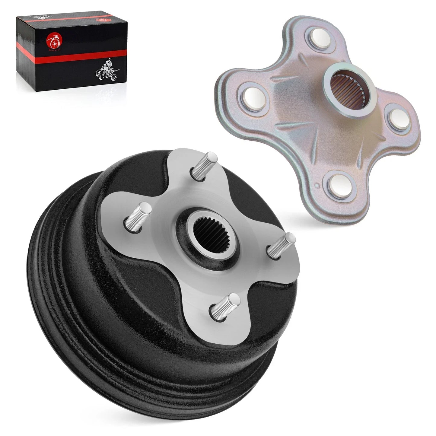 Rear Brake Drum + Rear Wheel Hub for Yamaha Kodiak 400 YFM400F 4x4 (1993–1999)