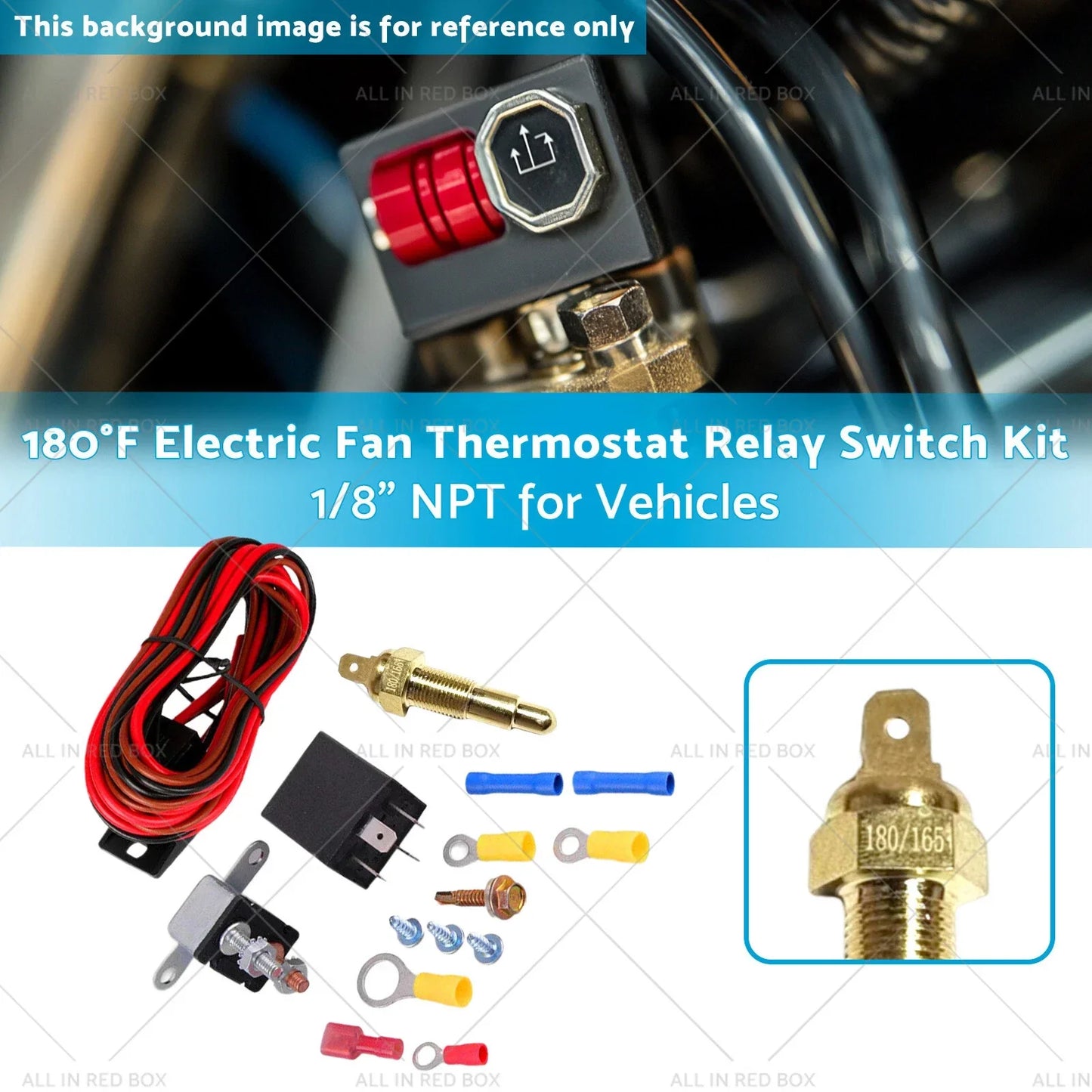180°F Electric Fan Thermostat Relay Switch Kit for Vehicles