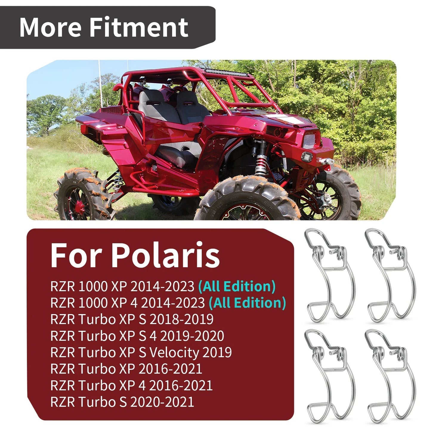 4x Air box Filter Clip for Polaris RZR Turbo 1000 XP 4 S (2014–2023)