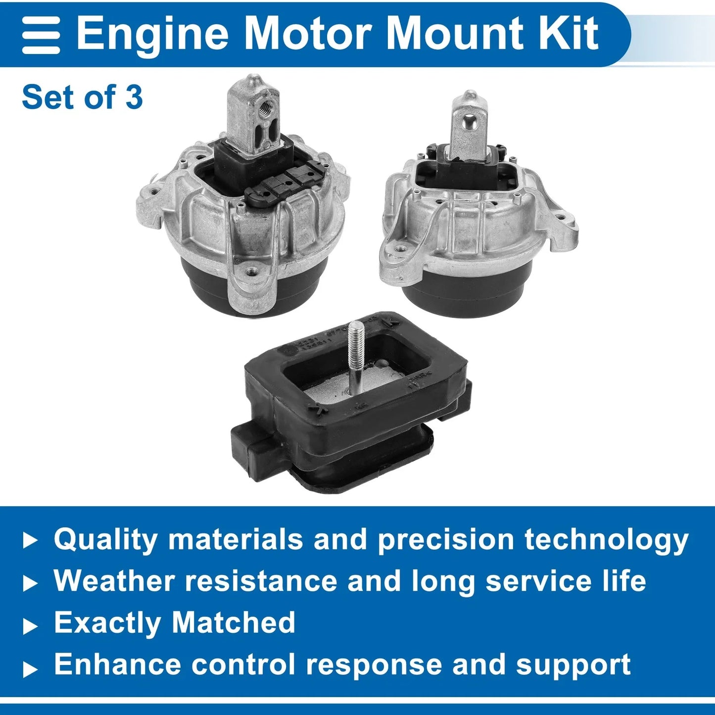 3 Pcs Engine Motor Mount for BMW 520i (2014 - 2016)