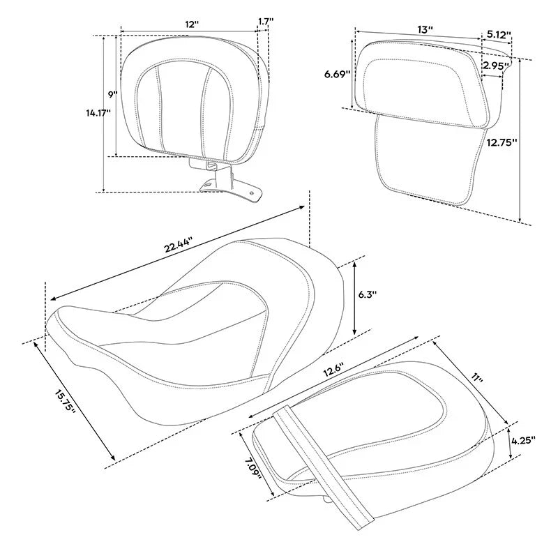 Driver & Passenger Seat Backrest for Harley Street Road Glide (2014-2023)