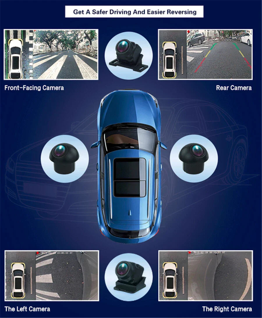 360° Panoramic 4-Way Parking Reverse Camera for Car Stereo - Waterproof
