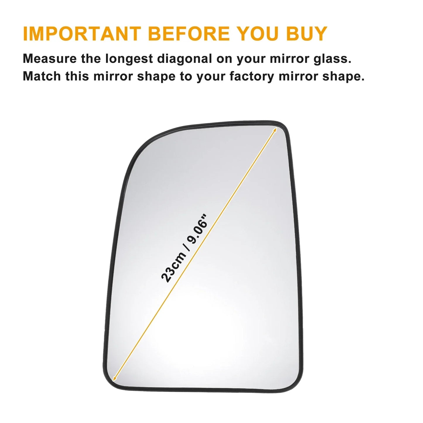 Left Upper White Mirror Glass w/ Back Non-heated for Mercedes Sprinter (2018-2023)
