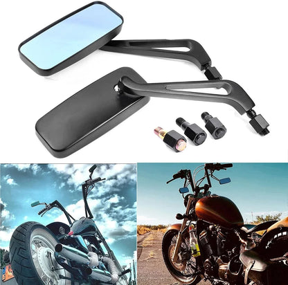 8/10mm BLACK MOTORCYCLE MIRRORS for CHOPPER CRUISER BOBBER CAFE RACER