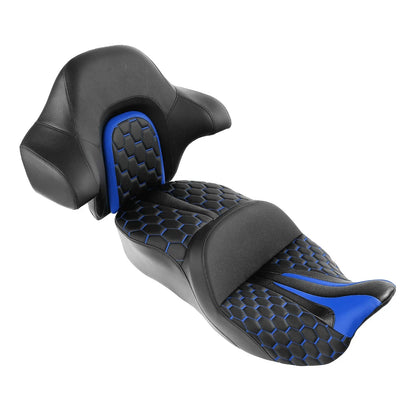 Black Blue Gel Seat Backrest for Harley Road Glide (2014-2023)