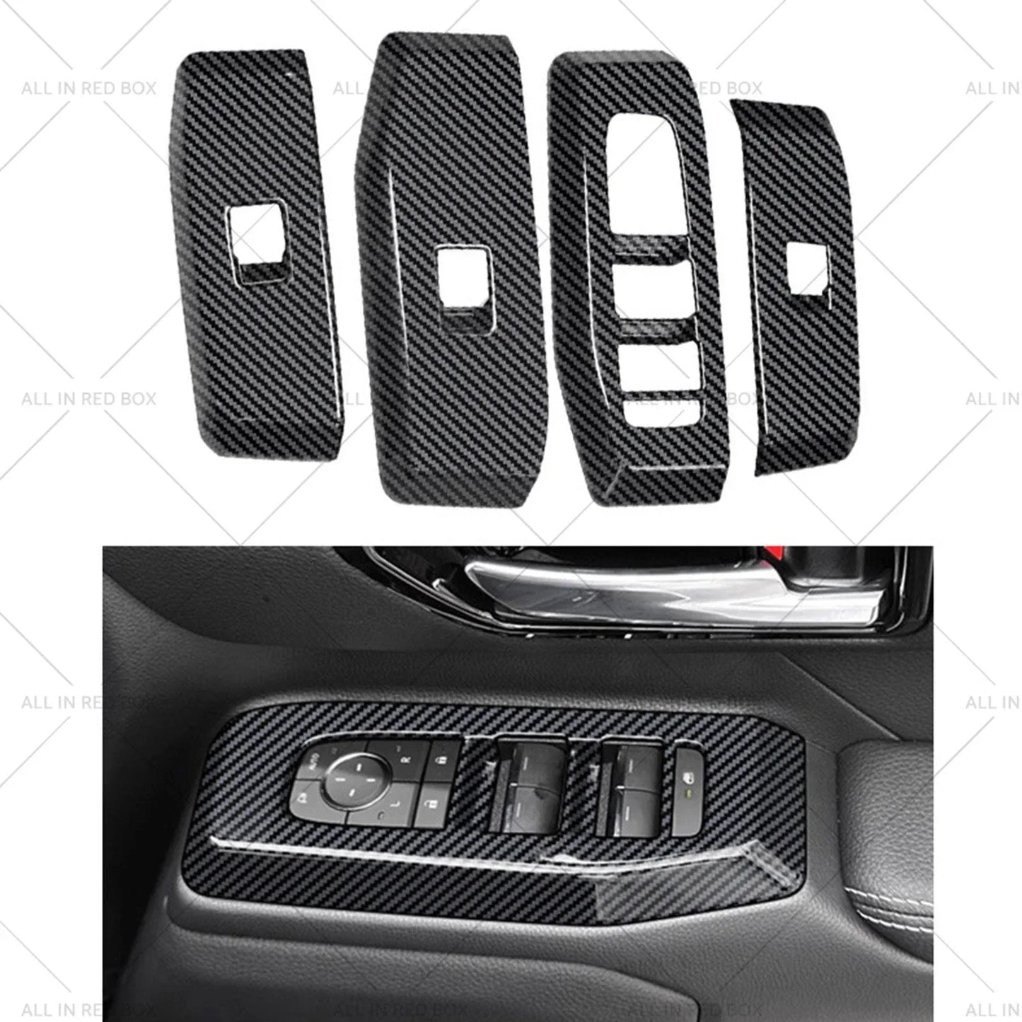 4Pcs Window Lift Panel Trim ABS Carbon Fiber for Toyota Prado LC250 (2024-2025)