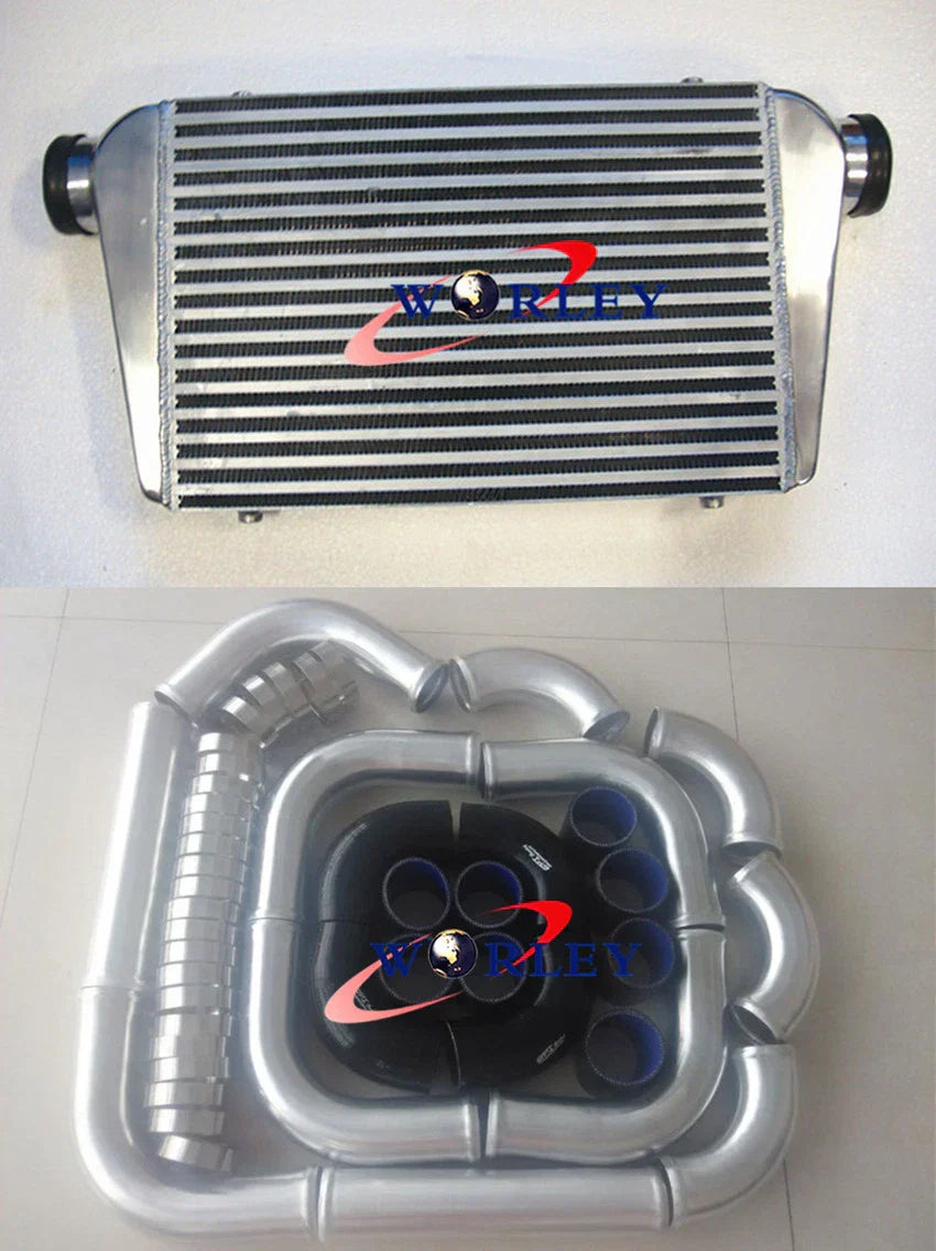 Universal Intercooler 450x300x70mm + 3" Aluminium Piping + Silicone Hose Blue
